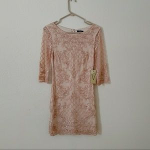 Blush pink sequin 3/4 sleeve dress